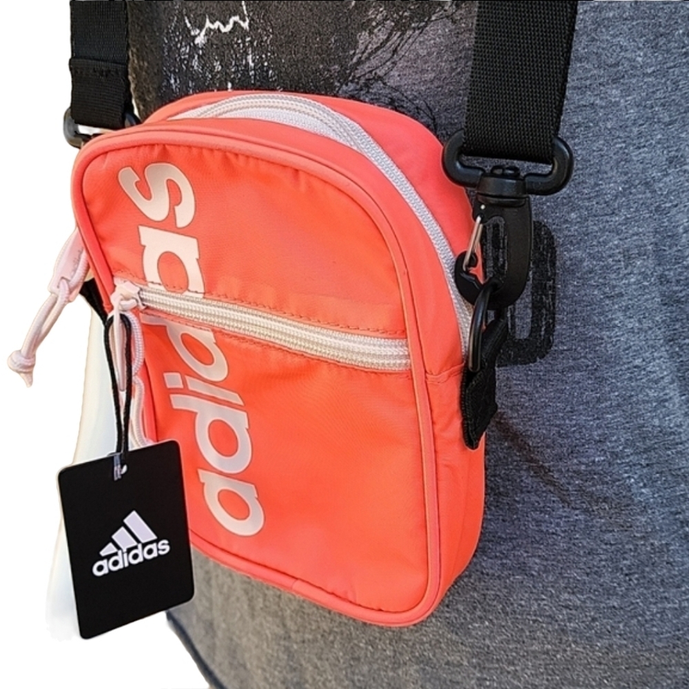 adidas Core Festival Mini Crossbody Bag Travel Running RARE Neon Pink Signal - Picture 6 of 16